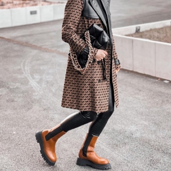 Nwt new Zara light brown leather lug sole chunky ankle combat boots 8 - Picture 11 of 13